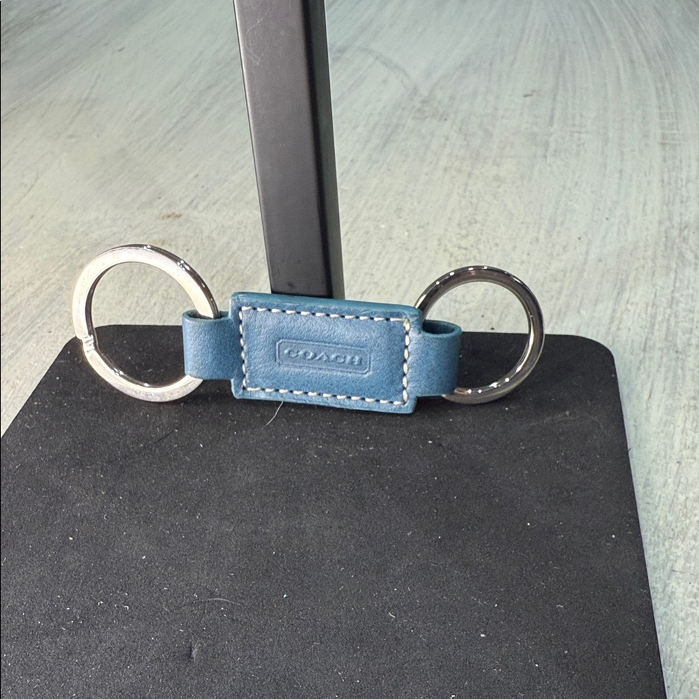 Coach Snap Teal Leather Key Holder